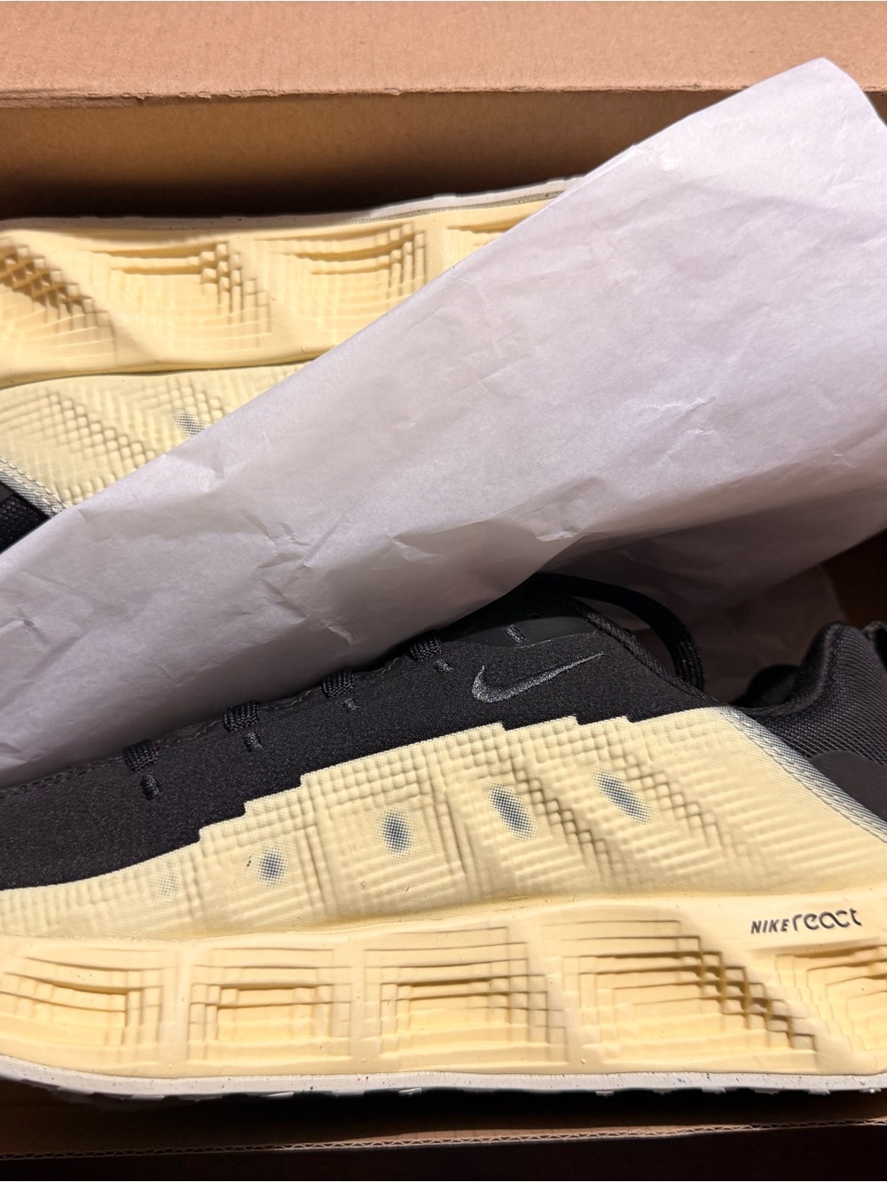 Nike Kids Black Sneakers with Cream Sole